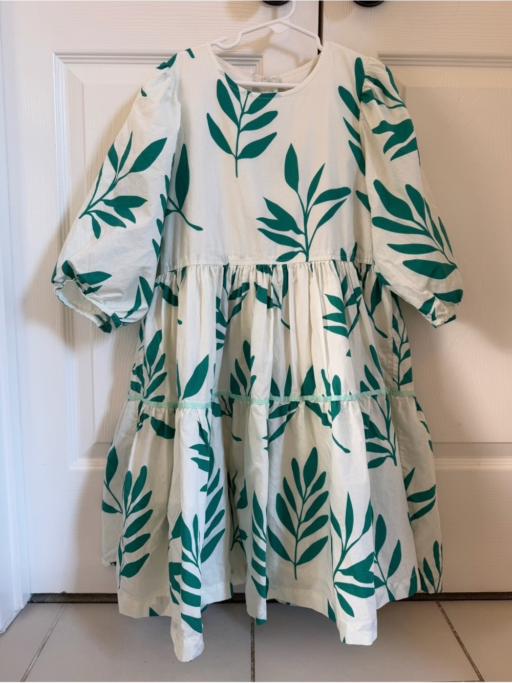 EUC Pink Chicken Girls' Green Leaf Dress size 12